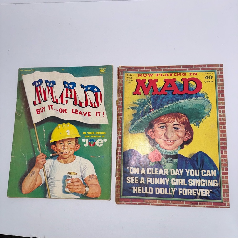 2 Vintage 1971 Mad Magazines June #143 July #144 bundle